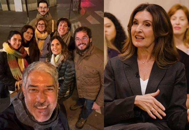 William Bonner e Fátima Bernardes acompanhados de seus atuais companheiros e dos filhos