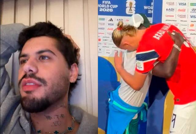 Imagem da notícia: Zé Felipe se irrita ao ver Vini Jr cumprimentar Haaland Imagem da notícia: Zé Felipe se irrita ao ver Vini Jr cumprimentar Haaland