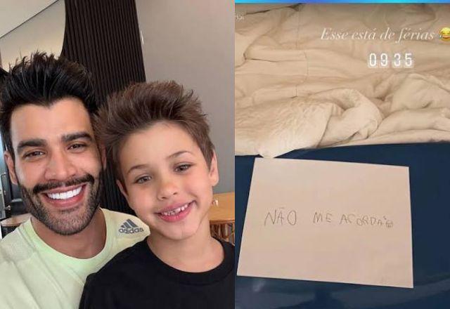 Imagem da notícia: Filho de Gusttavo Lima diverte web com bilhete: "Não me acorde" Imagem da notícia: Filho de Gusttavo Lima diverte web com bilhete: "Não me acorde"
