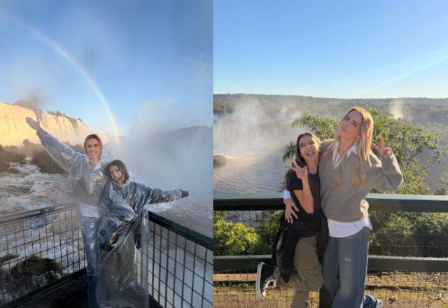 Na foto, Deborah Secco aparece durante a visita às Cataratas do Iguaçu, no PARANÁ, acompanhada da filha, Maria Flor, enquanto registra momentos da viagem e do passeio pela atração turística.