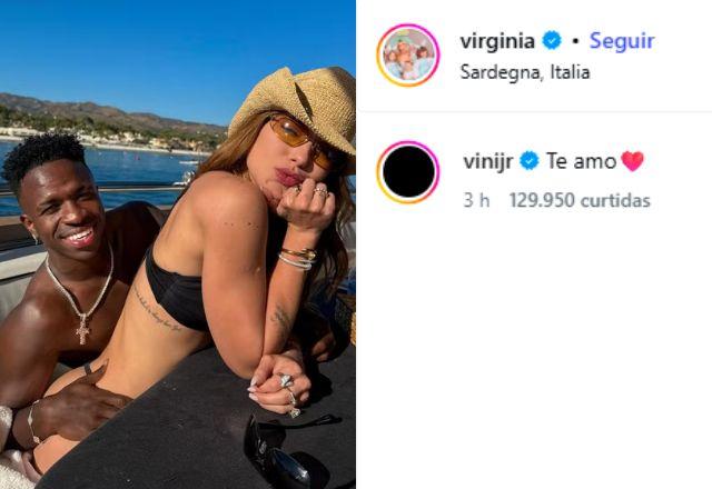 Imagem da notícia: Vini Jr. se declara para Virginia Fonseca: "Te amo" Imagem da notícia: Vini Jr. se declara para Virginia Fonseca: "Te amo"