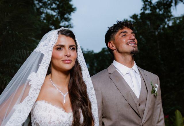 Isabella Arantes e Gabriel Medina no casamento deles