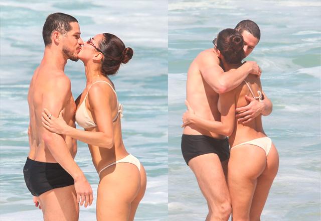 Imagem da notícia: José Loreto e Nanda Marques trocam beijos em praia no Rio