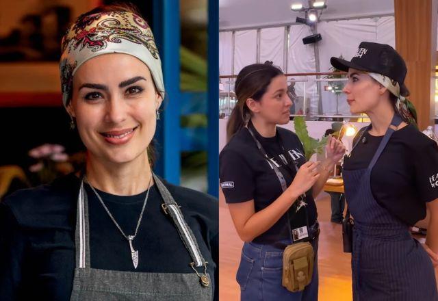 Na montagem aparece a chef Heaven Delhay do lado esquerdo, e a mesma chef com Jéssica Sá do lado direito, nos bastidores