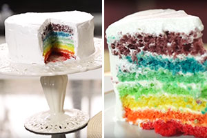 Aprenda a fazer o Rainbow Cake, o famoso Bolo Arco-Íris