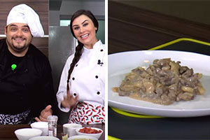 Strogonoff de iogurte light essa é a receita de Matheus Ceará e Dani Iafelix