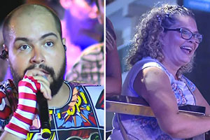 Mãe de Tiago Abravanel prestigia o show do filho no trio elétrico