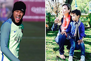 Eliana leva o filho Arthur para conhecer o craque Neymar