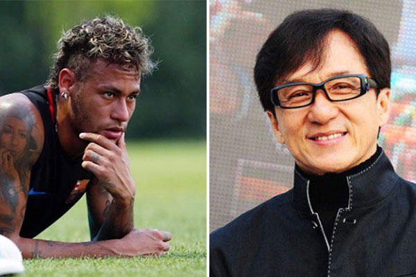 Neymar fala com Jackie Chan e se emociona