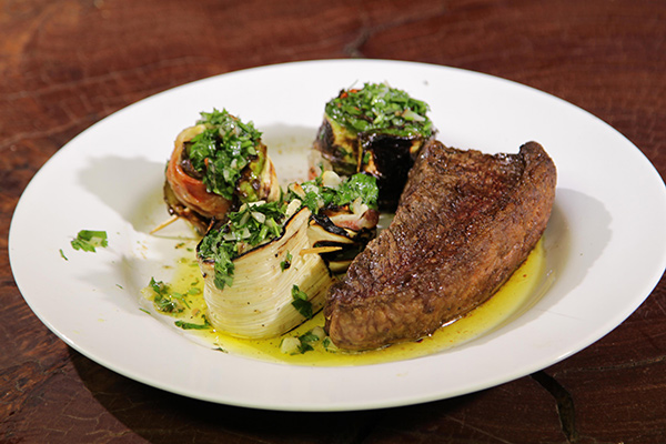 Picanha com rolinhos de abobrinha e palmito da Kalie