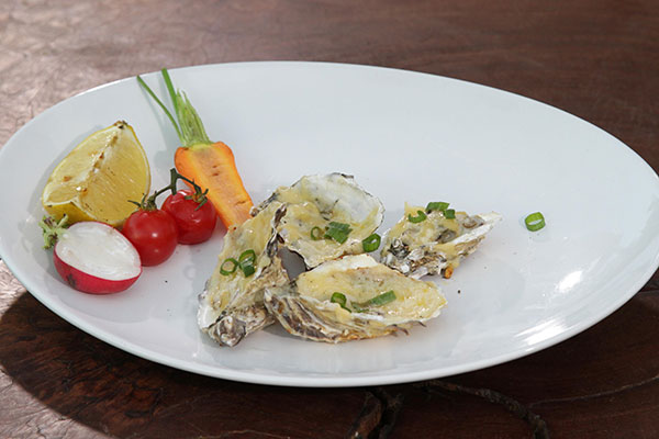 Ostra grelhada e gratinada da Mayara