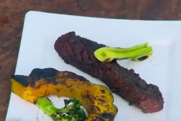 Fraldinha com vegetais na brasa do Felipe