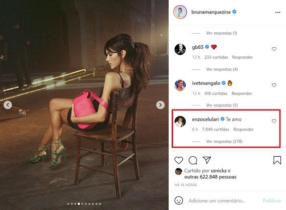 Enzo se declara em comentário de publicação de Bruna