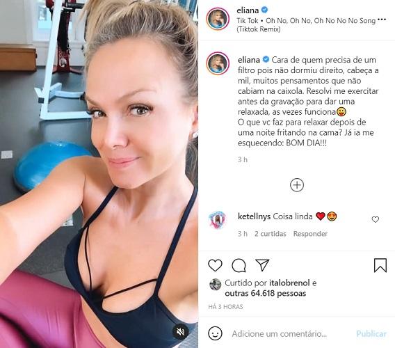 Eliana mostra rotina de exercícios