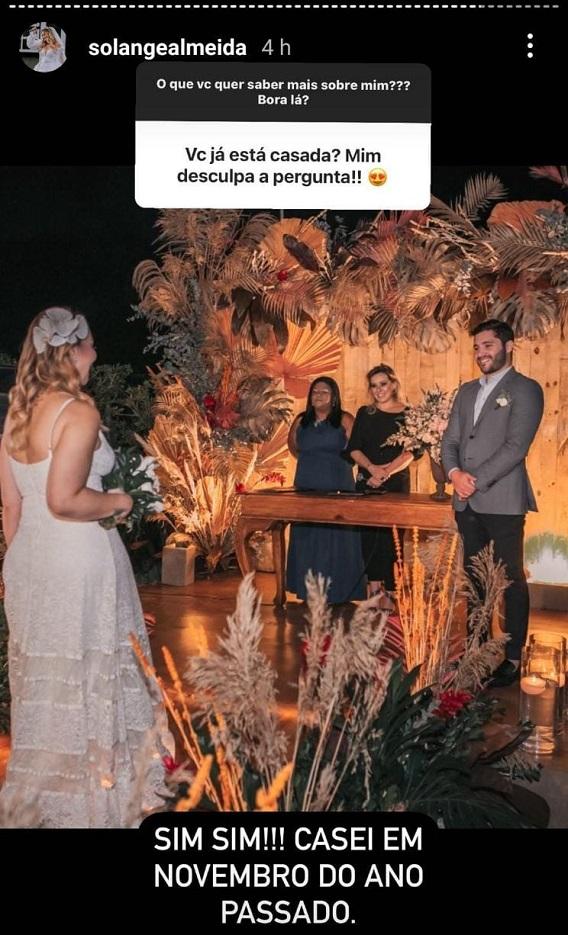 Solange Almeida mostra foto inédita de casamento