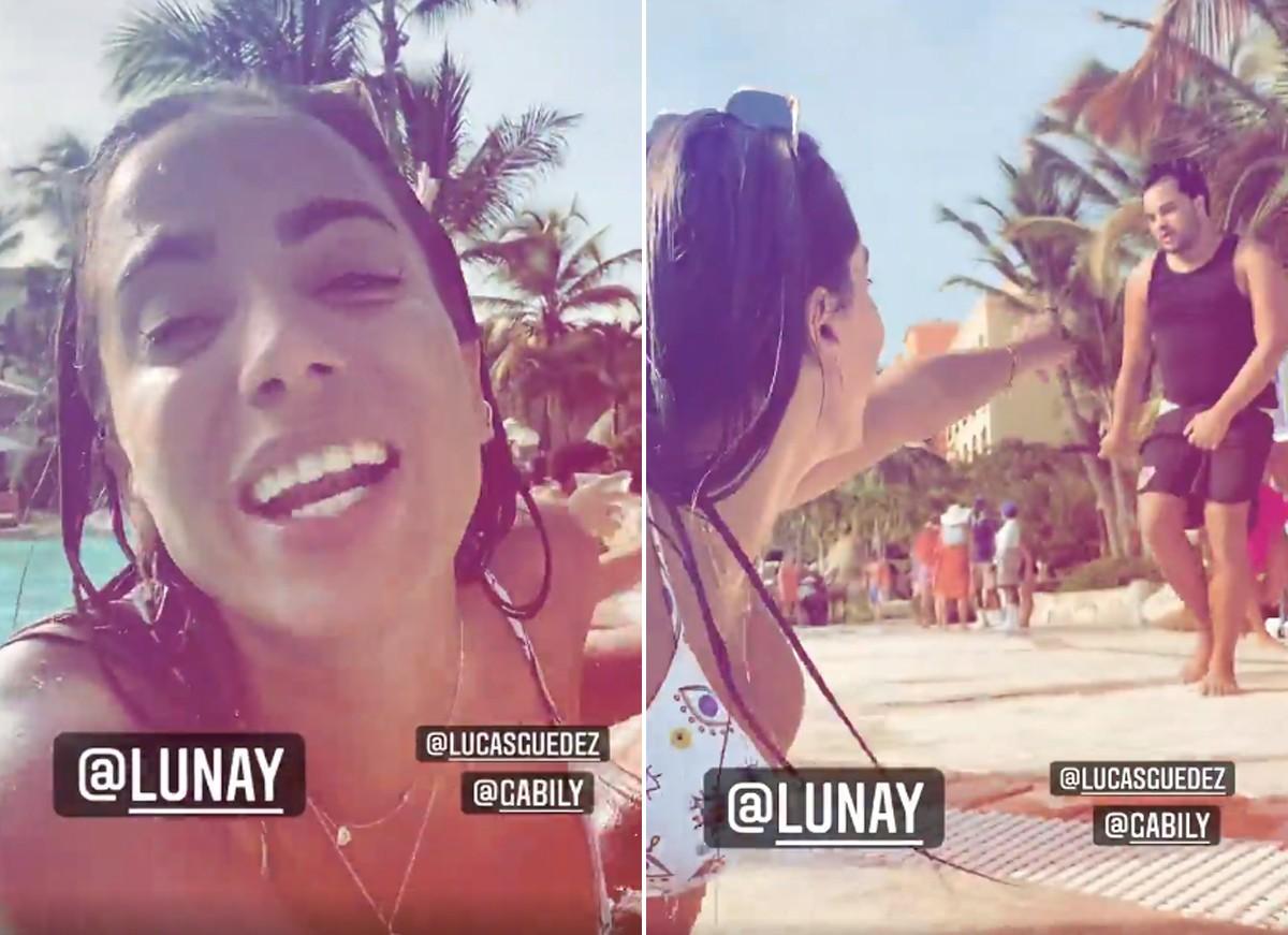 Anitta na piscina de hotel na República Dominicana.