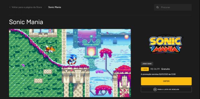 Sonic Mania e Horizon Chase Turbo estão de graça na Epic Games Store
