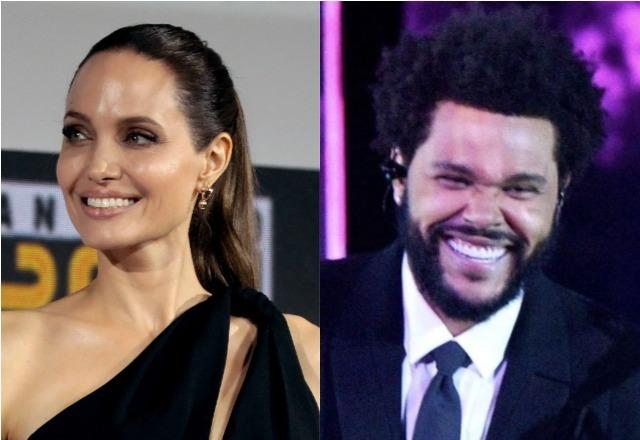 Angelina  Jolie à esquerda e The Weeknd à direita