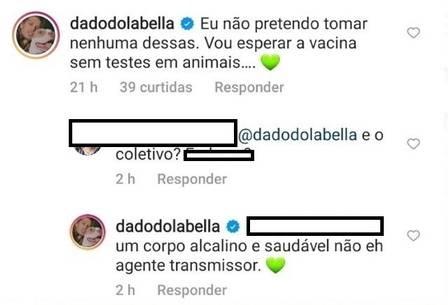 Dado Dolabella explica porque não tomará vacinas disponíveis contra a covid-19