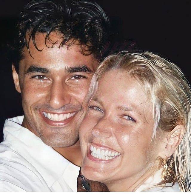 Xuxa abraçada de Luciano Szafir quando mais novos.