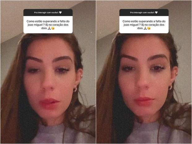 A estudante Maria Lina respondendo stories.