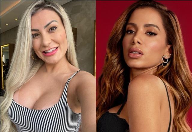 Andressa Urach à esquerda e Anitta à direita