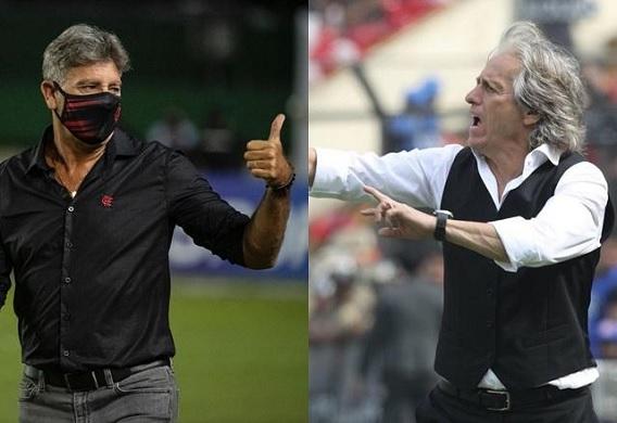 Montagem que apresenta Renato Gaúcho e Jorge Jesus