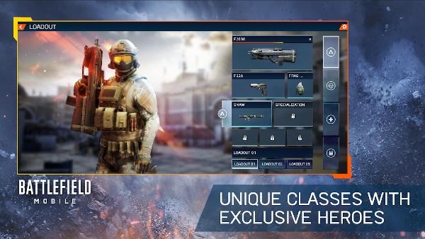 Imagem da personalização de classes presente em Battlefield Mobile