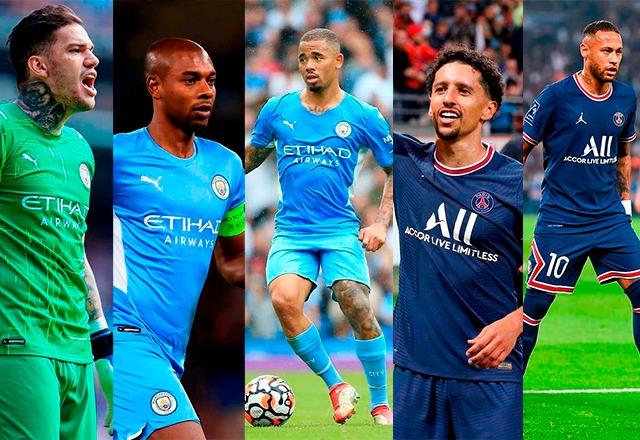 Marquinhos, Neymar, Ederson, Fernandinho e Gabriel Jesus