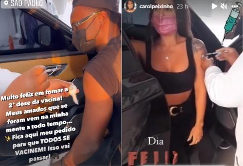 Thiaguinho e Carol Peixinho tomam vacina contra a Covid-19