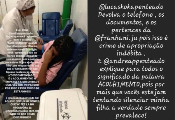 Stories de Domenica sobre estado de saúde da filha, Julia Franhani