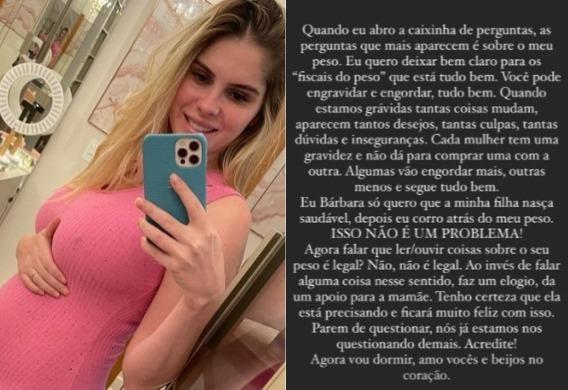 Story de Bárbara Evans sobre suas mudanças de peso 