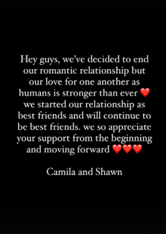 Comunicado sobre o término do namoro de Shawn Mendes e Camila Cabello