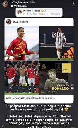 Cristiano Ronaldo posta emoji em publicação e ironiza Bola de Ouro