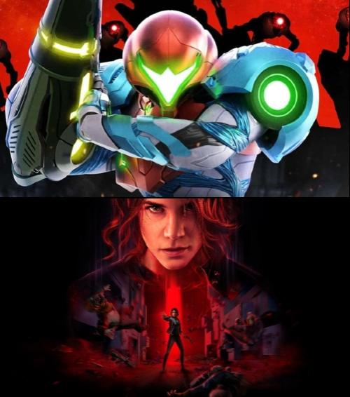 Montagem com imagens de Metroid Dread e Control