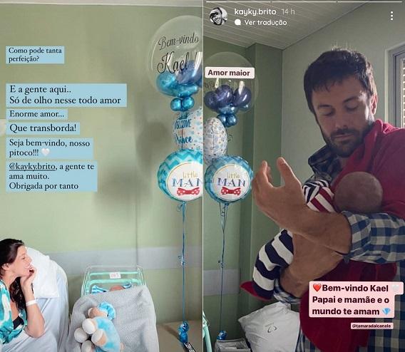 Kayky e Tamara compartilharam fotos com o filho e se declararam