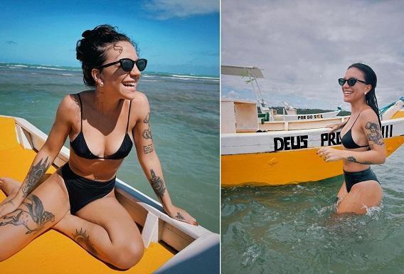 Priscilla Alcântara deixa tatuagens à mostra em clique de biquíni - SBT