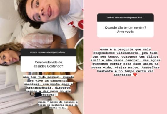 Stories de João Figueiredo sobre a vida de casado e o plano de ter filhos com Sasha Meneghel