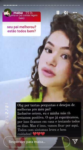 Maisa respondendo perguntas no stories do Instagram.