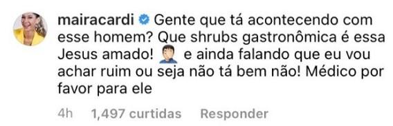 Print de comentário de Maíra Cardi no Instagram