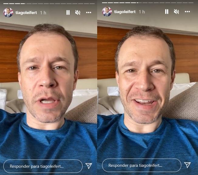 Tiago Leifert conversa com os seguidores através dos stories do Instagram.