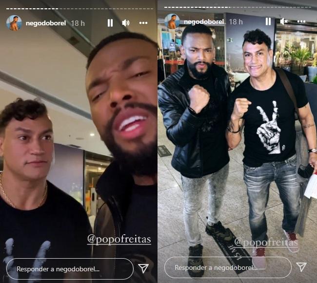 Nego do Borel mostra seu encontro com Popó nos stories do Instagram.