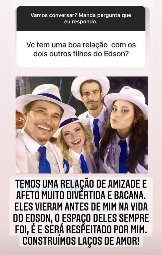 print do story de Karin Roepke no qual ela fala sobre sophia e enzo