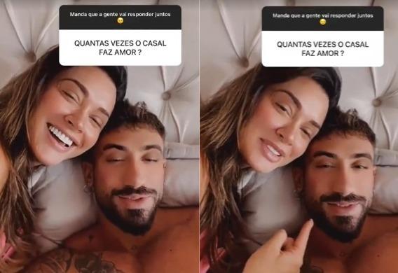 Juju Salimeni surge deitada ao lado do namorado, Diogo Basaglia, nos stories do Instagram