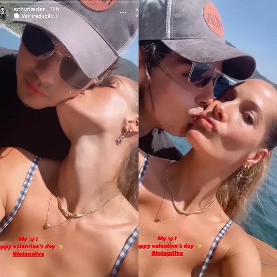 joão guilherme e namorada se beijando em um barco