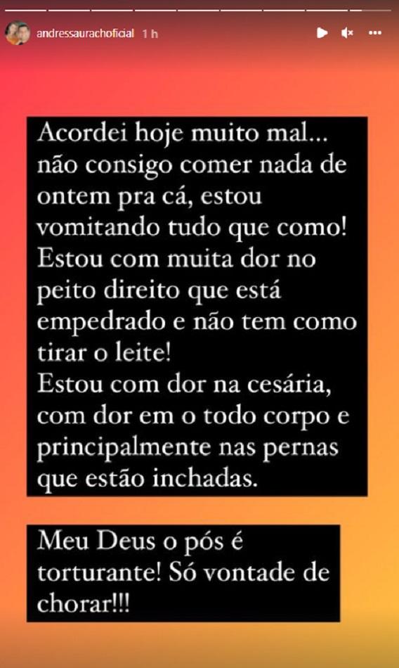 print dos stories de andressa que tem o desabafo dela