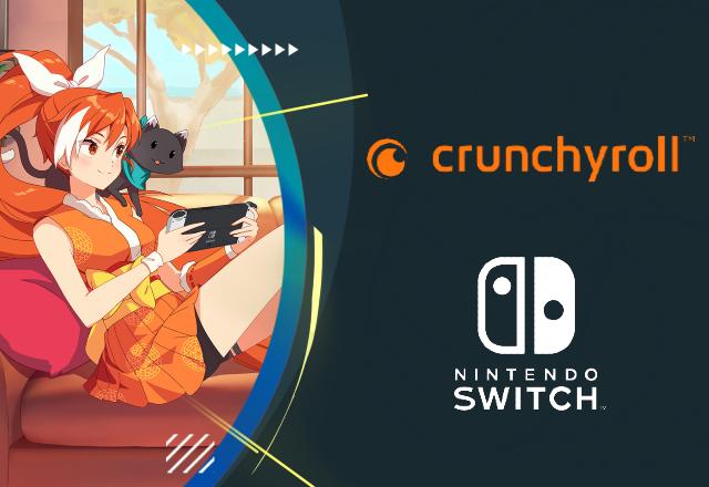 Imagem promocional para o lançamento do aplicativo da Crunchyroll no Nintendo Switch