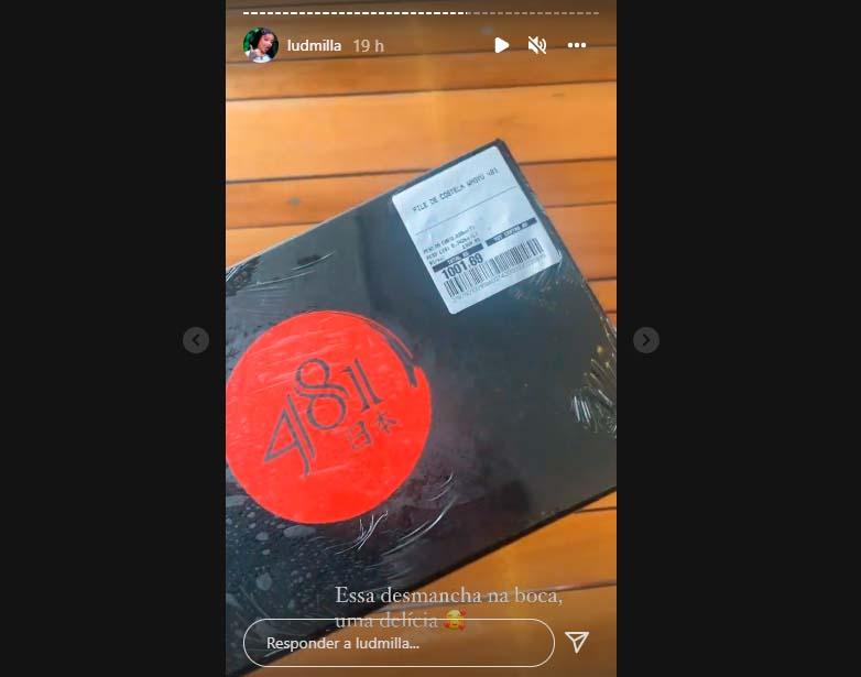 Ludmilla mostra o valor pago pela bandeja de costela (Reprodução/Instagram)