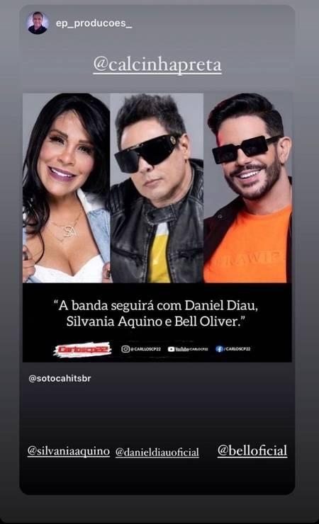 Print do comunicado compartilhado por Bell Oliver no Instagram.