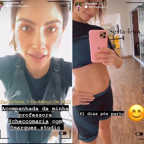 montagem como foto de treino e barriga de aline